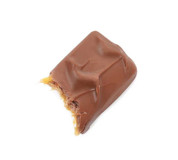 Pedaço Barra Chocolate Isolado Branco Vista Superior — Fotografia de Stock