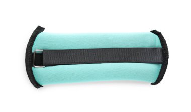 Turkuaz ağırlık ölçme aracı beyaza izole edilmiş, üst görünüm