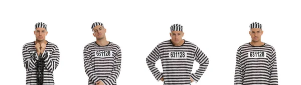 Collage Con Fotos Prisionero Sobre Fondo Blanco Diseño Banner — Foto de Stock