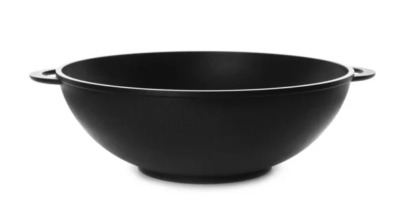 Empty Iron Wok Isolated White Chinese Cookware — 图库照片