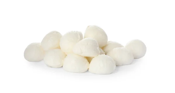 Stos Kulek Sera Mozzarella Białym Tle — Zdjęcie stockowe