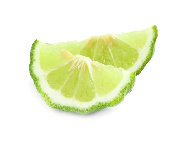 Slices Fresh Ripe Bergamot Fruit White Background — 图库照片