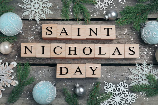 니콜라우스의 Saint Nicholas Day 이라는 문구와 — 스톡 사진