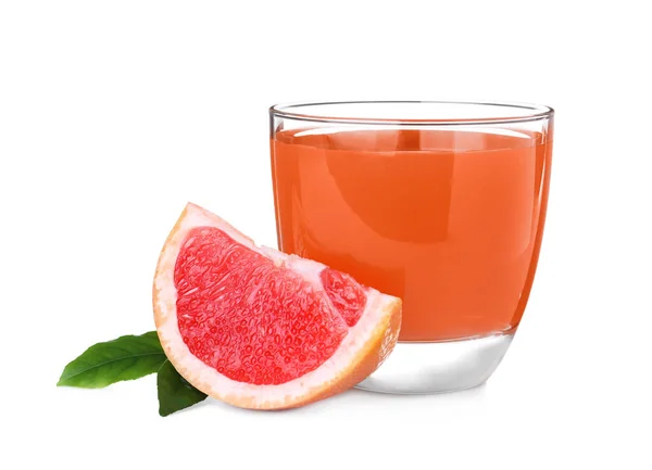 Leckerer Frisch Gemachter Grapefruitsaft Und Obst Auf Weißem Hintergrund — Stockfoto