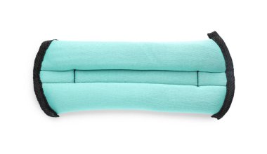 Turkuaz ağırlık ölçme aracı beyaza izole edilmiş, üst görünüm