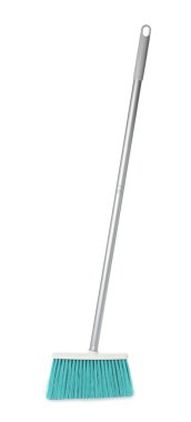 Plastik süpürge beyaza izole edilmiş. Temizlik aracı