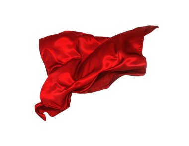 Beyaz arkaplanda yüzen güzel kırmızı ipek