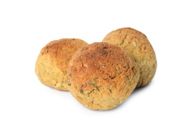 Beyaz arka planda nefis kızarmış falafel topları.
