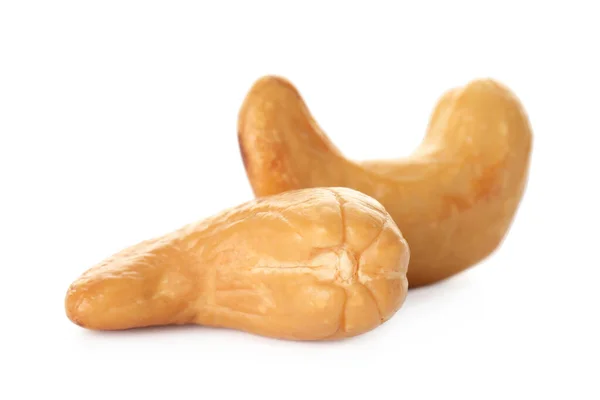 Chutné Organické Kešu Ořechy Izolované Bílém — Stock fotografie