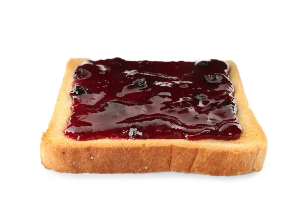 Toast Confiture Bleuets Savoureuse Sur Fond Blanc — Photo