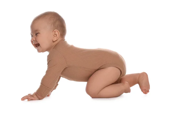 Cute Little Baby Indeksowanie Białym Tle — Zdjęcie stockowe