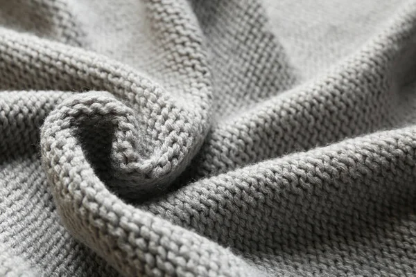 Beautiful Grey Knitted Fabric Background Closeup Royalty Free Stock Photos