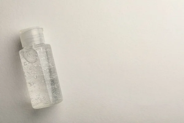Botella Gel Cosmético Sobre Fondo Blanco Vista Superior Espacio Para —  Fotos de Stock