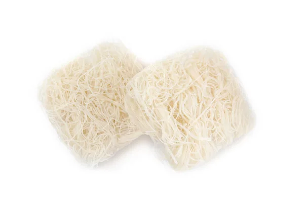 Bricks Dried Rice Noodles White Background Top View — 图库照片