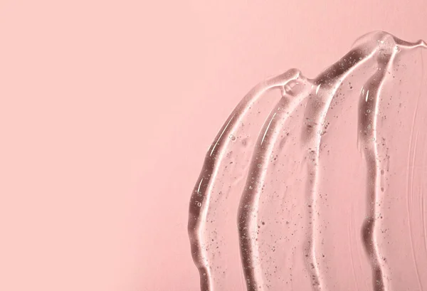 Kosmetický Gel Růžovém Pozadí Výhled Shora Mezera Pro Text — Stock fotografie