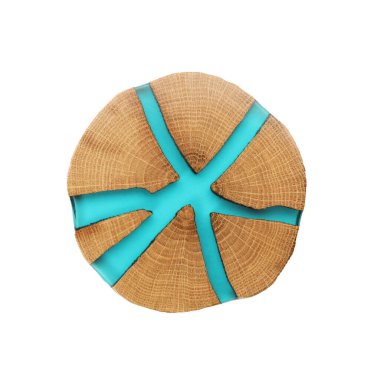 Süslü ahşap bardak altlığı, beyaz, üst manzara