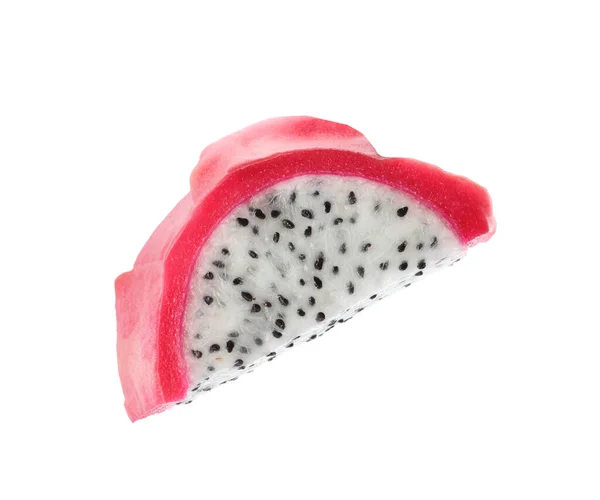 Fatia Deliciosa Fruta Pitahaya Isolada Branco — Fotografia de Stock