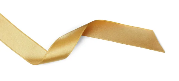 白で隔離された美しい黄金のリボン トップビュー — ストック写真
