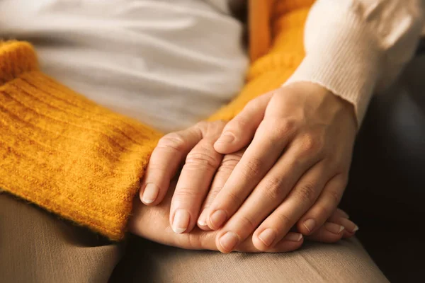 Young Elderly Women Holding Hands Together Closeup — 图库照片