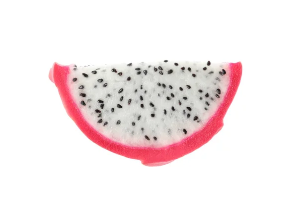 Fetta Delizioso Frutto Pitahaya Isolato Bianco — Foto Stock