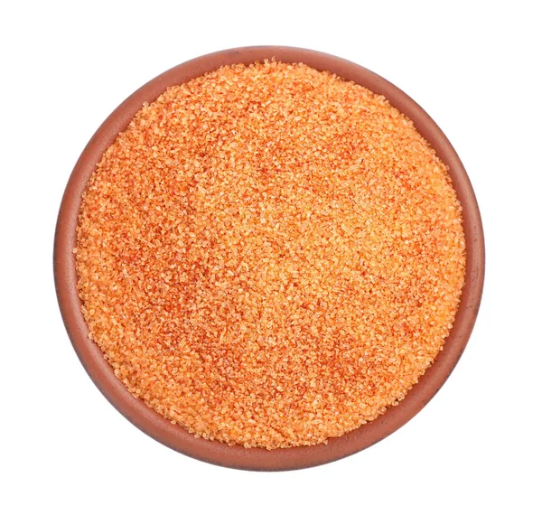 Orange Salt Bowl Isolated White Top View — Stock Photo, Image