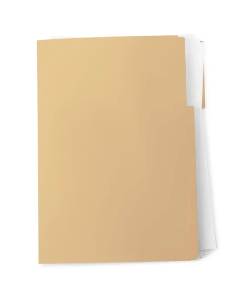 Yellow File Documents Isolated White Top View — Stock Photo, Image