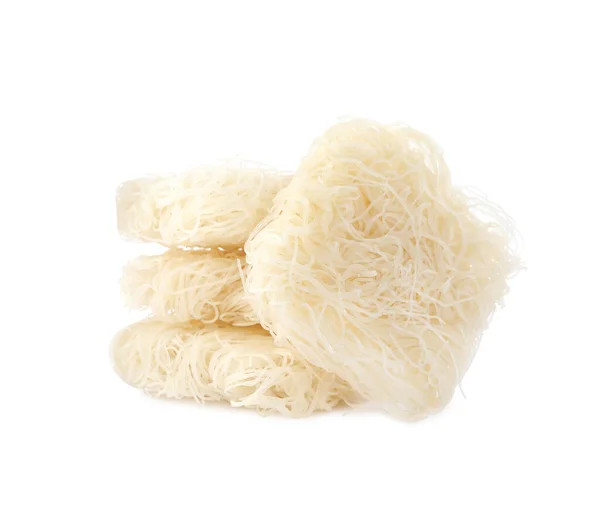 Ziegel Aus Getrockneten Reisnudeln Isoliert Auf Weiß Ostasiatische Küche — Stockfoto