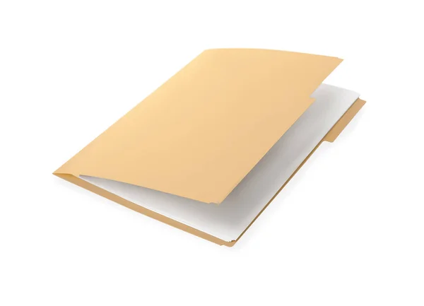 Arquivo Amarelo Com Documentos Isolados Branco — Fotografia de Stock