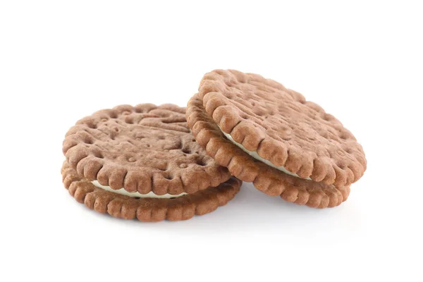 Sabrosas Galletas Sándwich Chocolate Sobre Fondo Blanco —  Fotos de Stock