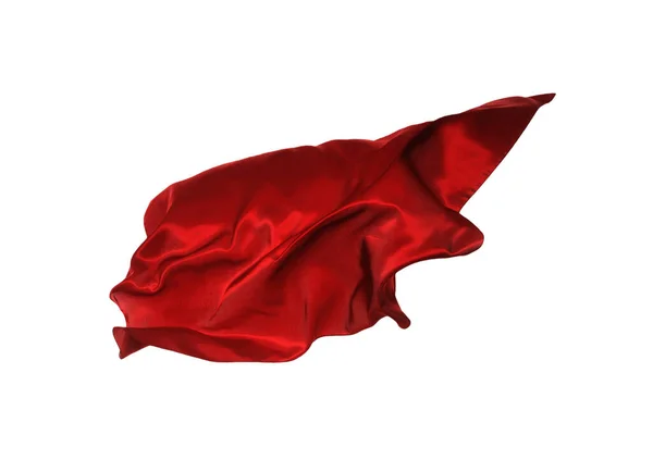 Beautiful Delicate Red Silk Floating White Background — Stockfoto