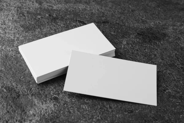 Blank Business Cards Grey Table Mockup Design — Stock Photo, Image