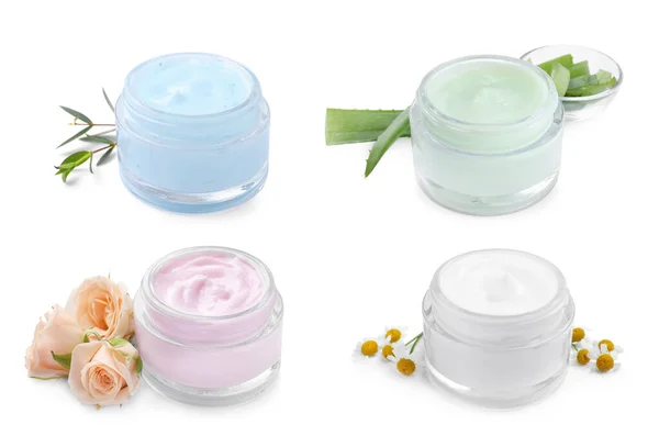 Set Jars Body Cream White Background — Stockfoto