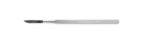 Stainless Steel Surgical Scalpel Isolated White Top View Dentist Tool — Fotografia de Stock