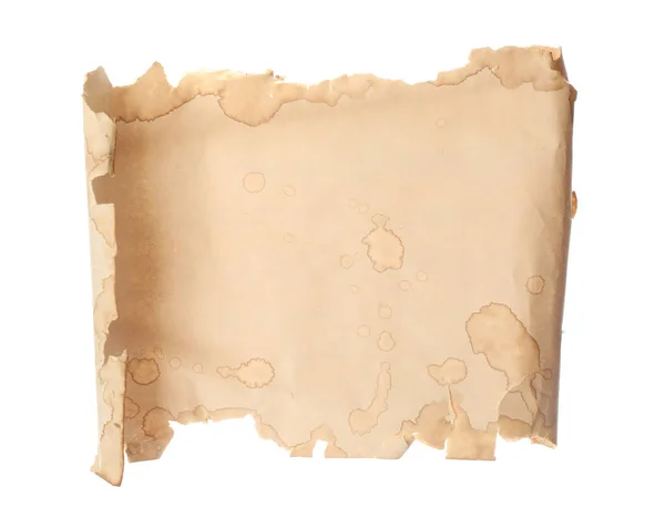 Sheet Old Parchment Paper Isolated White Space Design — Stock Photo, Image