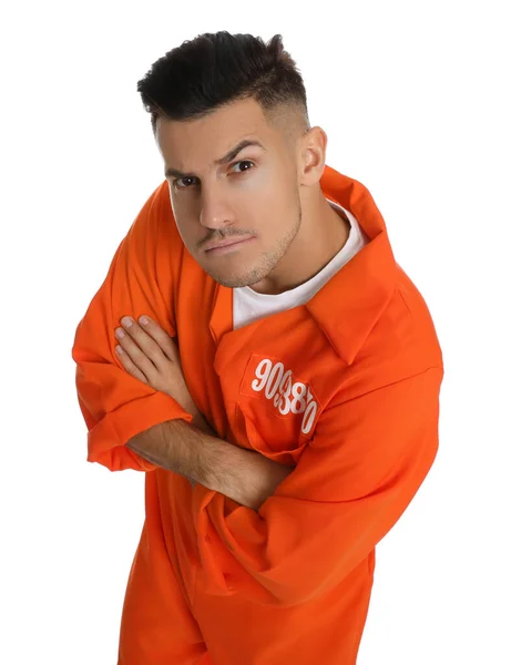 Prisoner Orange Jumpsuit White Background — Stockfoto