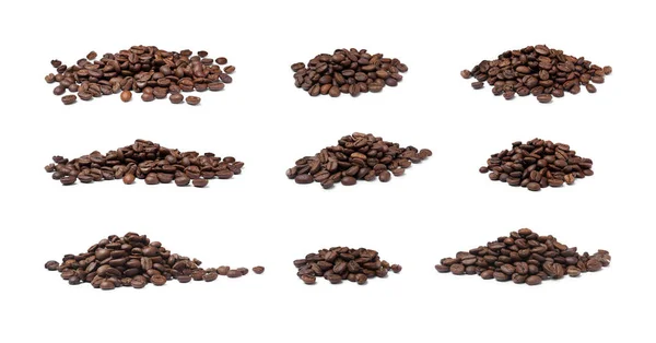 Set Roasted Coffee Beans White Background — Fotografia de Stock