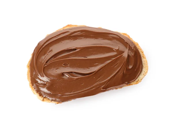 Bread Tasty Chocolate Spread White Background Top View — Stock Photo, Image