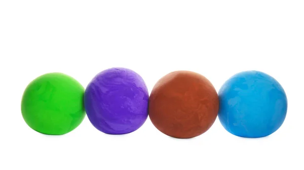 Renk Sırası Beyaz Üzerinde Izole Hamur Topları Oynayın — Stok fotoğraf