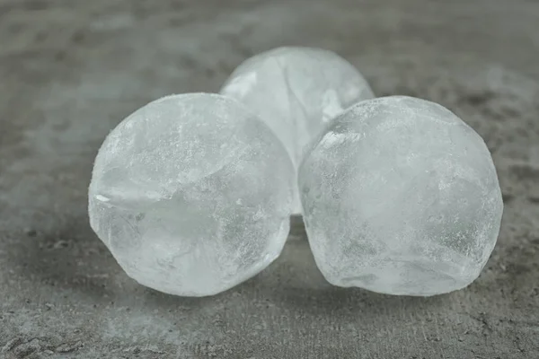 Frozen Ice Balls Grey Table Closeup — Fotografia de Stock