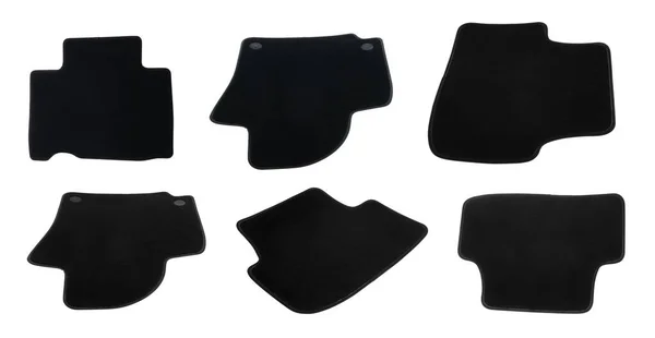 Комплект Черными Автомобильными Ковриками Белом Фоне Баннерный Дизайн — стоковое фото