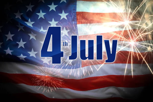 Julio Día Independencia Estados Unidos Bandera Nacional Americana Fuegos Artificiales — Foto de Stock
