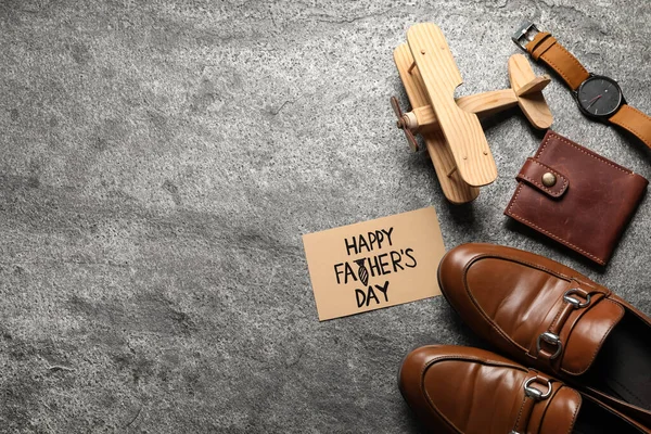Card Phrase Happy Father Day Shoes Toy Plane Men Accessories — ストック写真