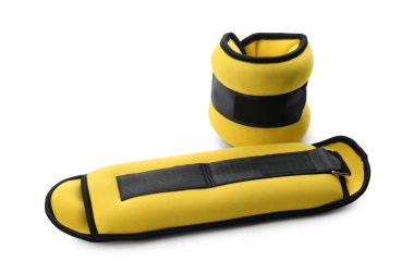 Beyaz arka planda tartma ajanları. Spor malzemeleri.