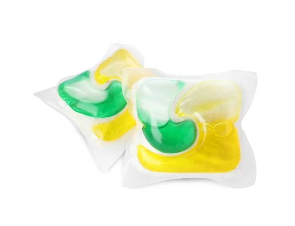 Two Dishwasher Detergent Pods White Background — Φωτογραφία Αρχείου