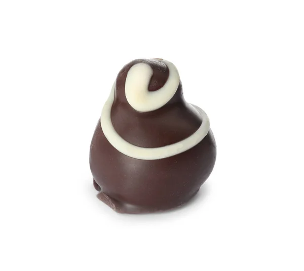 Köstliche Süße Schokolade Trüffel Isoliert Auf Weiß — Stockfoto