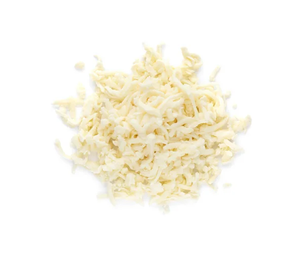 Heap Delicious Mozzarella Cheese White Background Top View — Fotografia de Stock