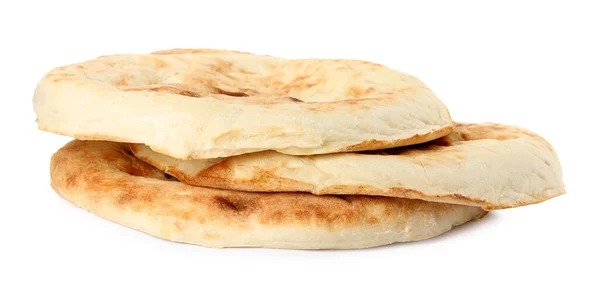 Loaves Delicious Fresh Pita Bread White Background — Φωτογραφία Αρχείου