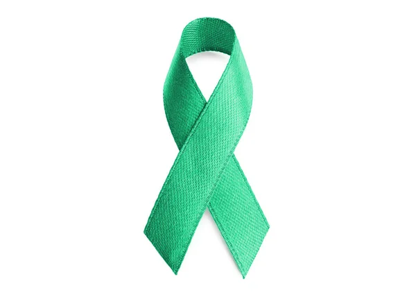 Green Ribbon Isolated White World Cancer Day — стоковое фото