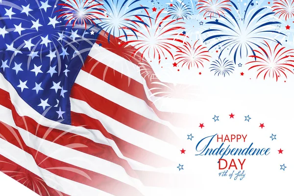 Ιουλίου Ημέρα Ανεξαρτησίας Των Ηπα Αμερικανική Εθνική Σημαία Και Πυροτεχνήματα — Φωτογραφία Αρχείου