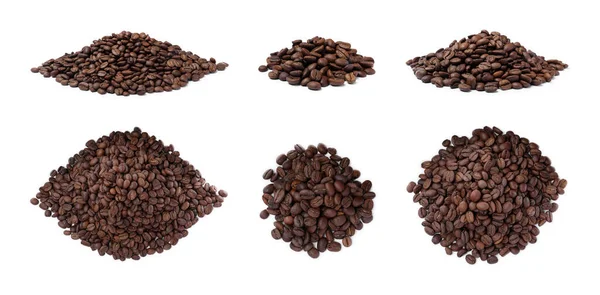 Set Met Gebrande Koffiebonen Witte Achtergrond Banner Ontwerp — Stockfoto